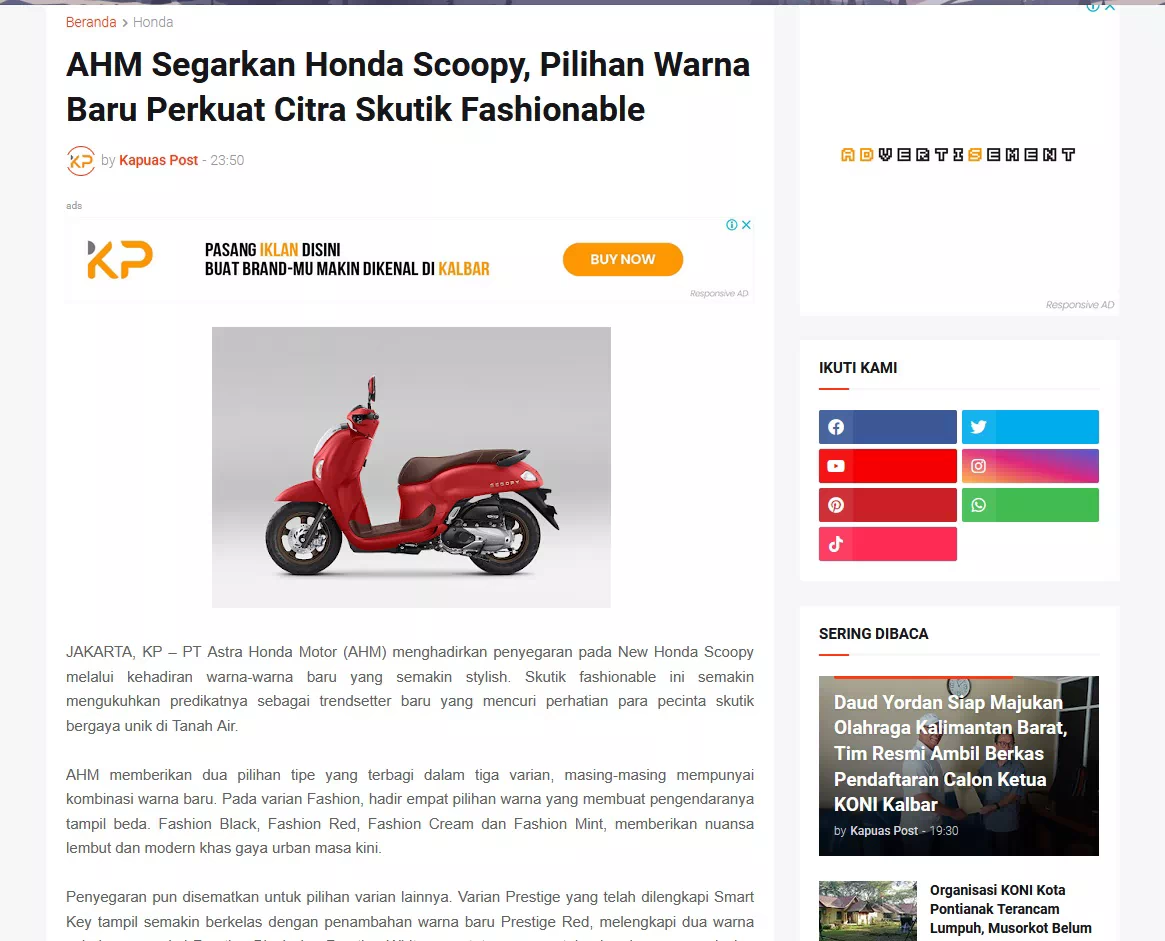 AHM Segarkan Honda Scoopy, Pilihan Warna Baru Perkuat Citra Skutik Fashionable
