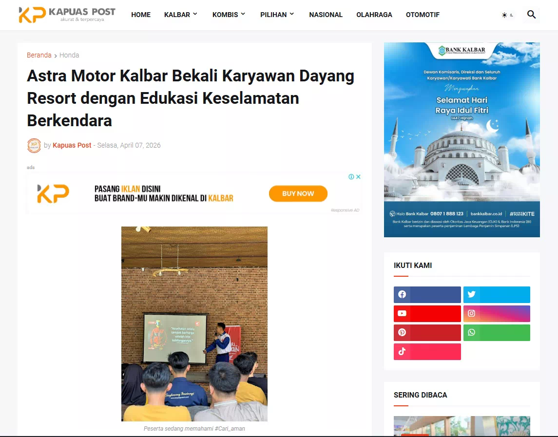 Astra Motor Kalbar Bekali Karyawan Dayang Resort dengan Edukasi Keselamatan Berkendara