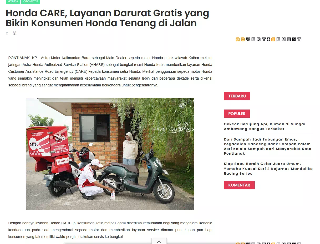 Honda CARE, Layanan Darurat Gratis yang Bikin Konsumen Honda Tenang di Jalan