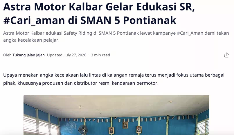 Astra Motor Kalbar Gelar Edukasi SR, #Cari_aman di SMAN 5 Pontianak