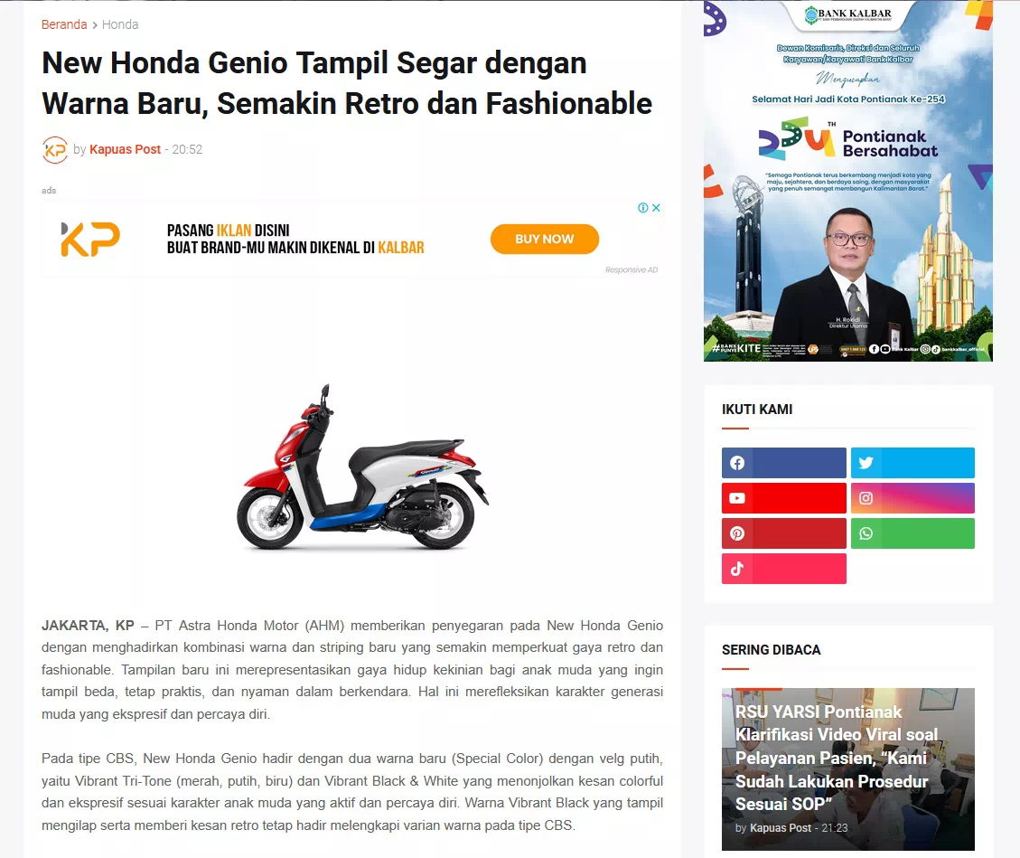 New Honda Genio Tampil Segar dengan Warna Baru, Semakin Retro dan Fashionable