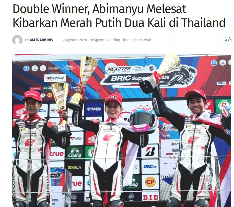 Double Winner, Abimanyu Melesat Kibarkan Merah Putih Dua Kali di Thailand