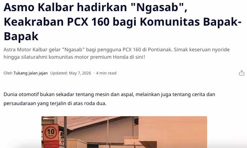 Asmo Kalbar hadirkan "Ngasab", Keakraban PCX 160 bagi Komunitas Bapak-Bapak