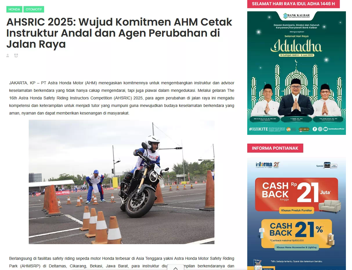 AHSRIC 2025: Wujud Komitmen AHM Cetak Instruktur Andal dan Agen Perubahan di Jalan Raya