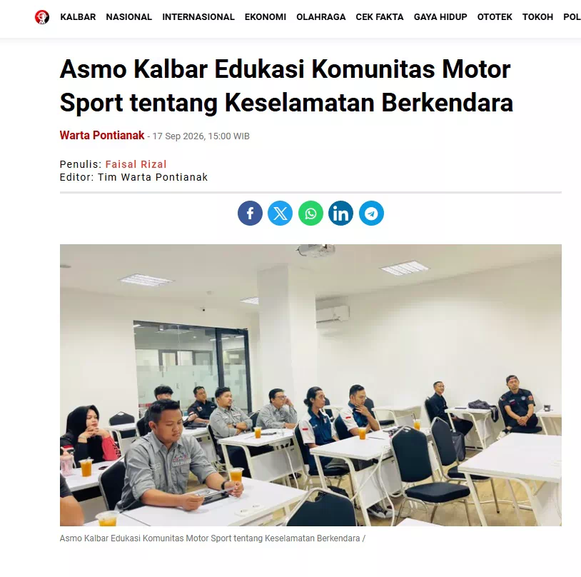 Asmo Kalbar Edukasi Komunitas Motor Sport tentang Keselamatan Berkendara
