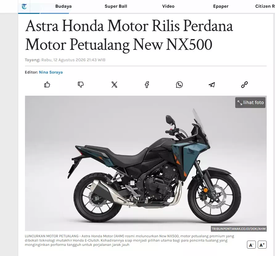 Astra Honda Motor Rilis Perdana Motor Petualang New NX500