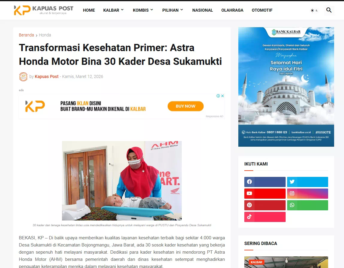 Transformasi Kesehatan Primer: Astra Honda Motor Bina 30 Kader Desa Sukamukti