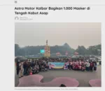 Astra Motor Kalbar Bagikan 1.000 Masker di Tengah Kabut Asap